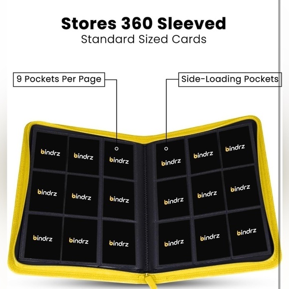 Brand New Yellow Trading Card Zipper Binder Premium Football Baseball Cards - Picture 11 of 14